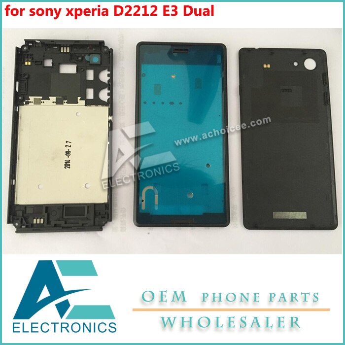 Pour sony xperia D2212 E3 Double Double sim support plateau fente boîtier complet housse couverture arrière cadre lunette Chassic boîtiers accès