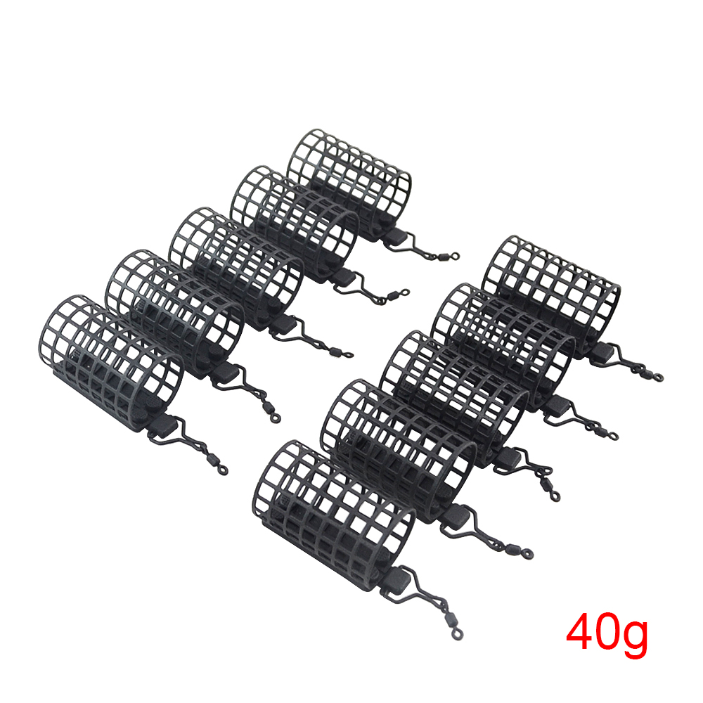 10x wędkarski podajnik klatka okrągły kwadrat dla karpia gruby mecz Barbel metalowe podajniki 20g 30g 40g 50g 60g: Black