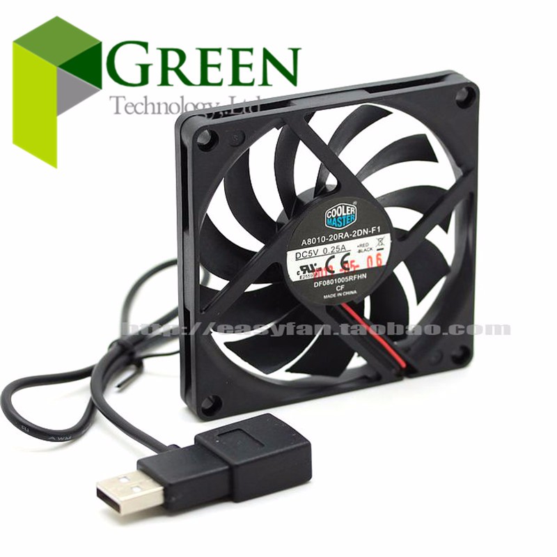 Cooler master 8010 80mm usb køleblæser 8cm 80*80*10mm blæser 5v 0.25a super lydløs blæser med usb-stik