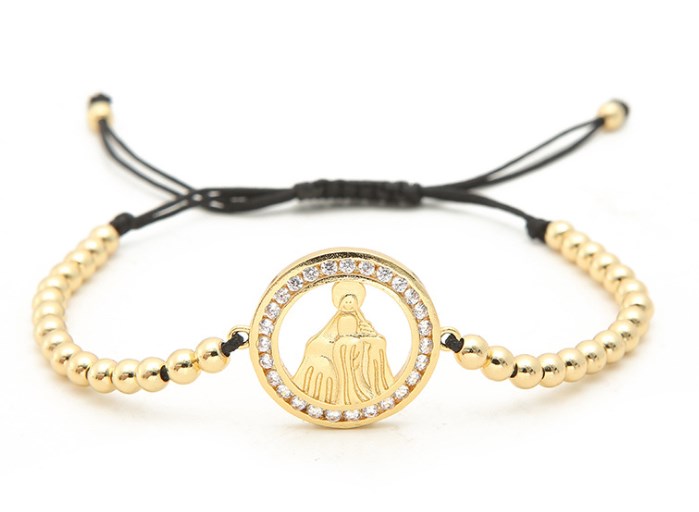 Goud zilver micro pave cz Zirconia touw aangepast Koperen Kralen Armband xfg34 meisje Charm Gevlochten Armbanden Vrouwen: 1