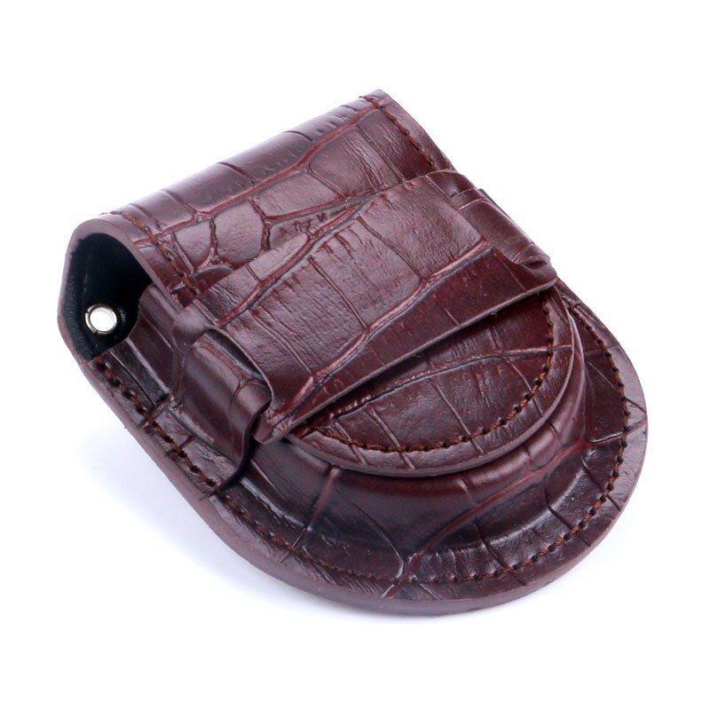 Sort / brunt betræk vintage sort pu læderpose til lommeure kædeposeholder lommeure opbevaringskasse æske  wb13: 2