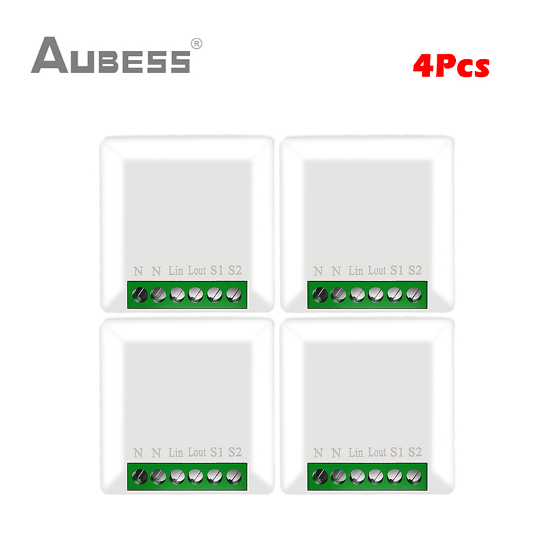 Tuya ZigBee 3.0 Mini Smart Switch Supports 1/2 Way Control Work With Ewelink SmartThings ZigBee2mqtt Hubitat Alexa Google Home: 4Pcs