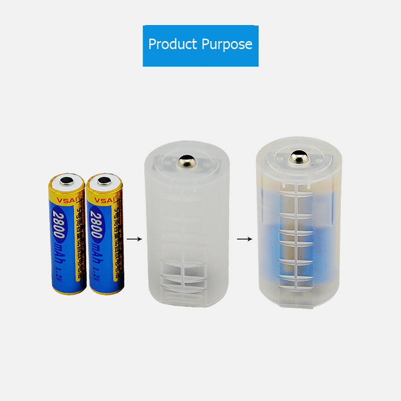 4 stück aa-zu-d-zellen-batteriehalterbox, aufbewahrungsetui, transparenter kunststoff-konverteradapter für gasherde