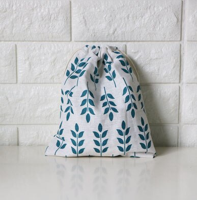 Gird Blue Leaf Linen Pouches 8x10cm 9x12cm 10x15cm 13x17cm Birthday Wedding Party Candy Sack Jewelry Jute Bag Sack