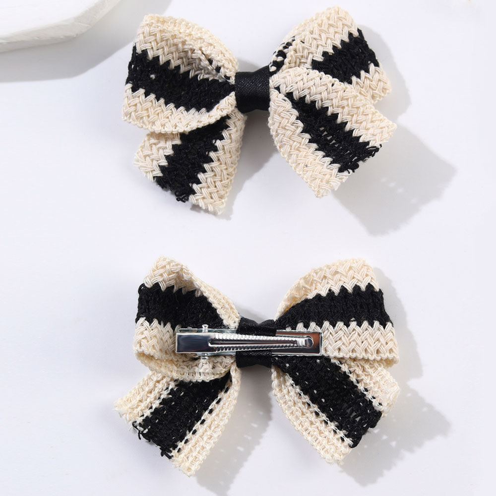 Pinza para el pelo con lazo de punto para niña, pasadores de horquilla con lazo clásico en blanco y negro, 2 piezas, accesorios para el cabello