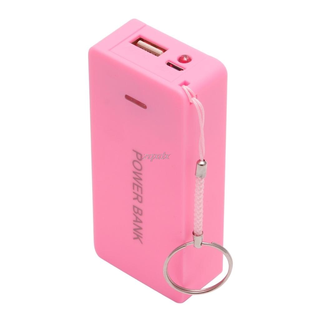 5v 1a 2 x 18650 akku-powerbank-gehäuse mit led-diy-box-ladegerät für handys: Leuchtendes pink