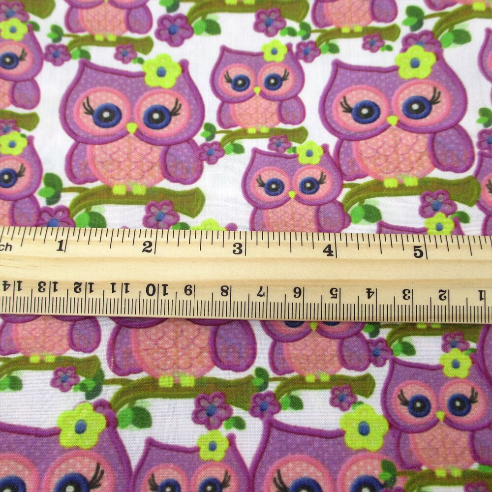 David tillbehör 50*145cm söta tecknade uggla tryckt polyester bomullstyg gör-det-själv vävnad hemtextil sömnad flickor klänning ,c9122: 1056301001