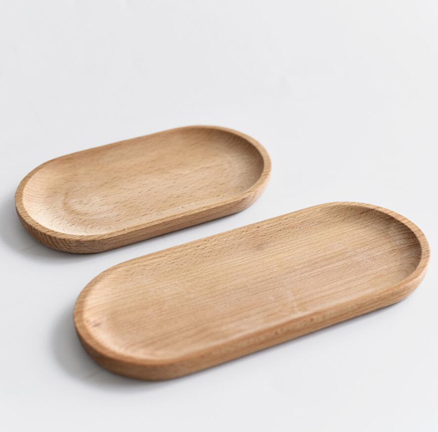Naturlig levende massiv oval bøgetræ bakke fad ost sushi snack frugt buffet tallerkener børneservice dekorativ sidetallerken