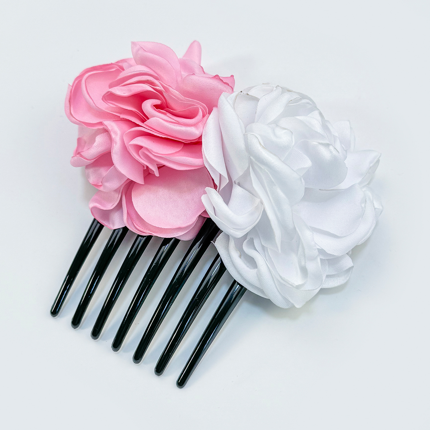 Hårstylingverktøy for kvinner med blomster, hårpinner, flettet vri, hårkam, hårtilbehør til kvinner, jenter, satengblomster, krøllete ornamenter: Himmelblå