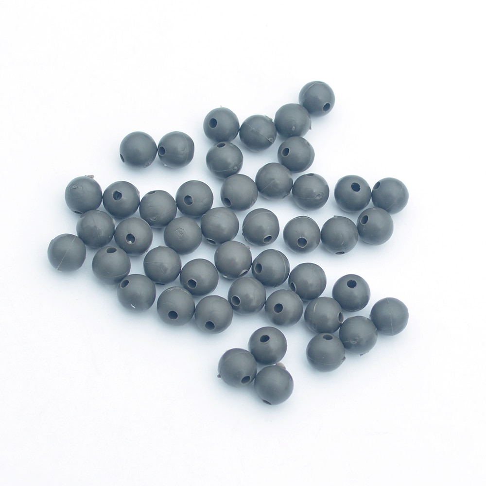 Carp Fishing Beads 100pcs Dark Grey Round Soft Rubber Floating Carp Fishing Rig Beads Diameter 4mm 5mm 6mm 7mm 8mm