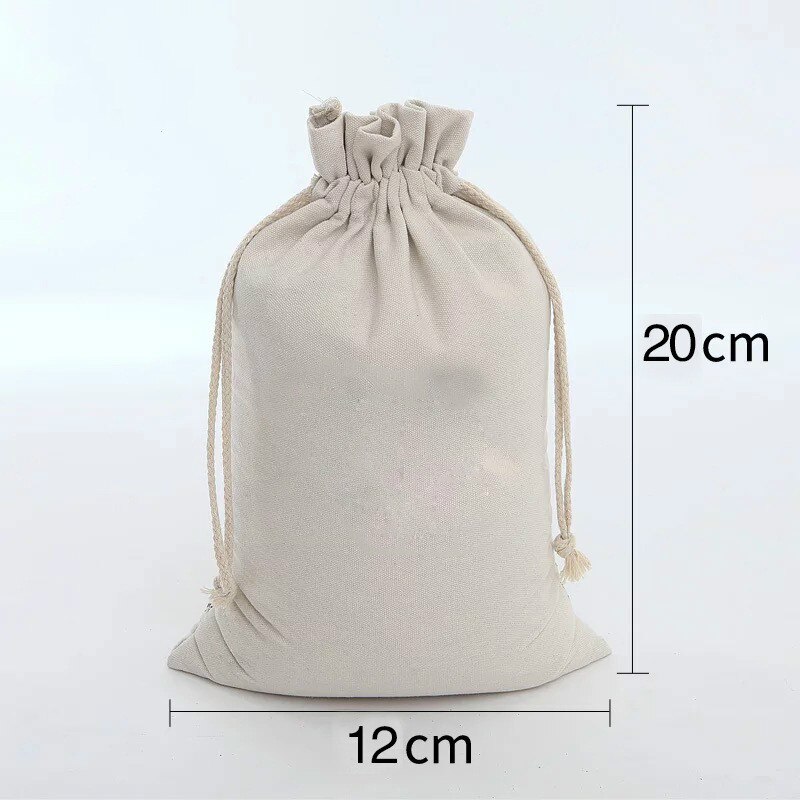 Grote capaciteit blanco trekkoordtas, rijstkorrelverpakkingszak, meelzak, herbruikbare canvas tas van puur katoen, opbergtas: A1