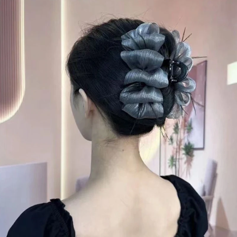 Mesh Bow Grip Clip Women Girls Sweet Black Large Hair Clip Shopping Wedding Daily Hair Claws Hair Accessories