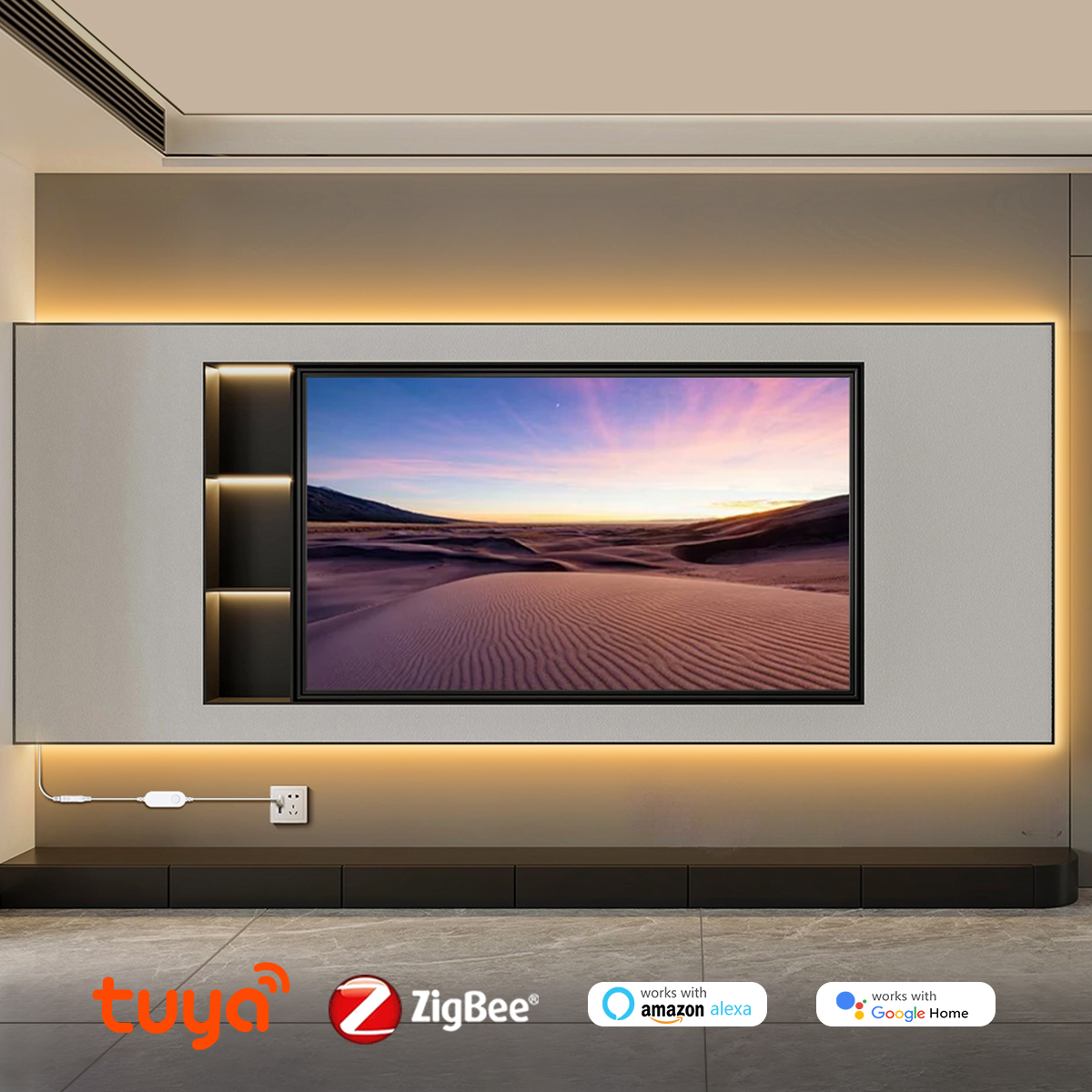 Tira de luces LED COB inteligente ZigBee 3,0 USB 5V, funciona con Tuya HUB Bridge Echo Plus APP/Alexa, lámpara Wifi de ambiente con Control por voz