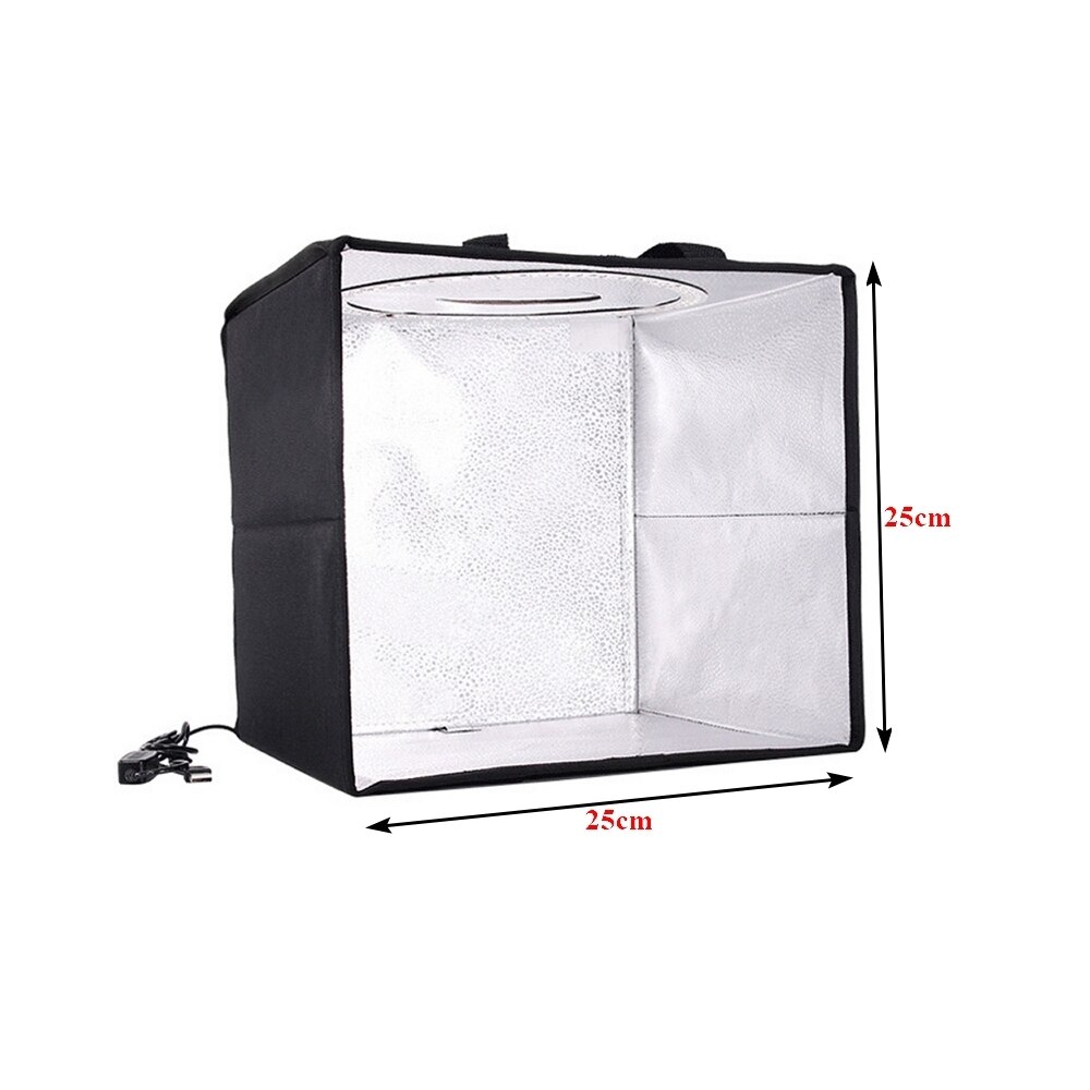 30cm Photo Studio Light Box Mini Led LightBox Dimmable Softbox Photography Shooting Tent Kit 6 Color Backdrops for Small Items: 25cm