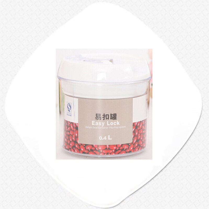 Multi-capacity Plastic Food Storage Box Snacks Dried Fruits Multigrain Storage Tanks Kitchen Containers Transparent Sealed Cans: 0.4L Round