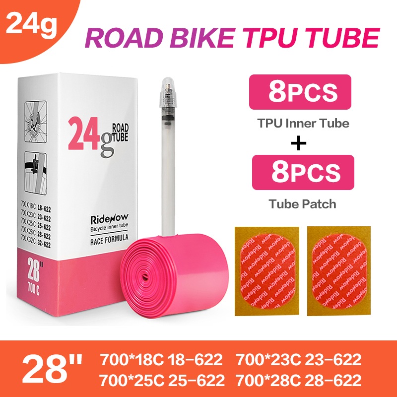 RideNow Ultraleichter Fahrradschlauch, 700 x 18, 25, 28, 32, Rennrad-TPU-Reifen, 45/65/85 mm Länge, französisches Ventil, superleichter Schlauch: verrotten / 60mm