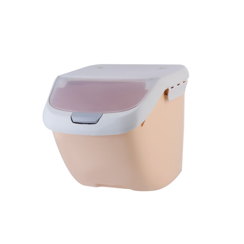 Kæledyr kat hundefoder beholder med remskive plast hundefoder foder opbevaring boks anti-oxidation frisk mad hund spand kæledyr produkter: Lyserød / S 3kg