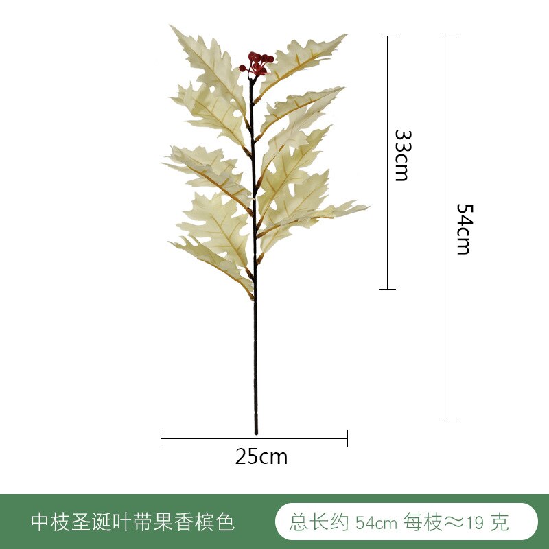 Artificial Plant Red Leaves Christmas Leaf Red Single Bottle Flower Arrangement Wedding Home Decoration Leaf: Champagne Color