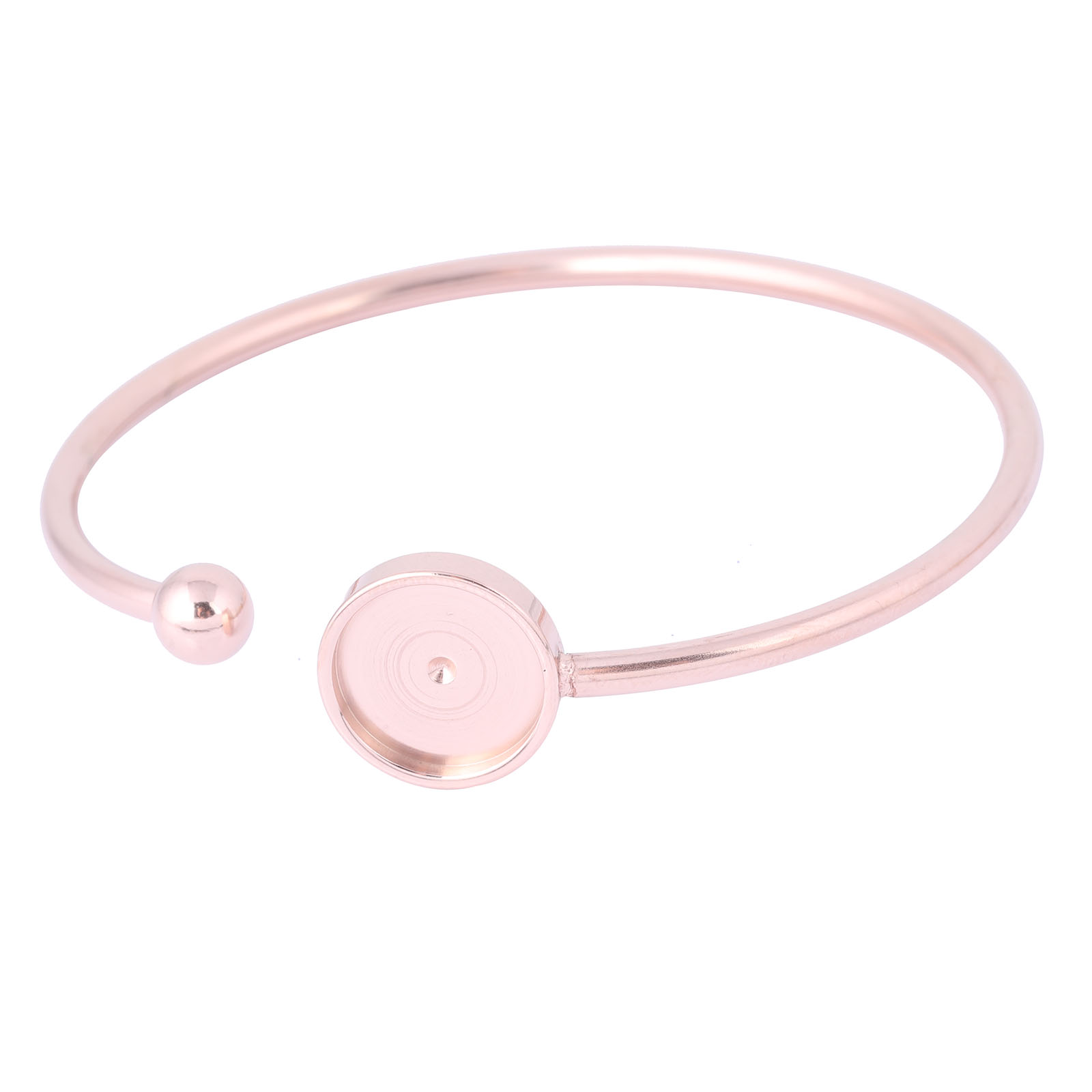 2pcs Stainless Steel Rose Gold Bendable Cuff Bracelet Base Blanks Fit 12mm Cabochon Bangle Setting Trays Diy Jewelry Findings: green