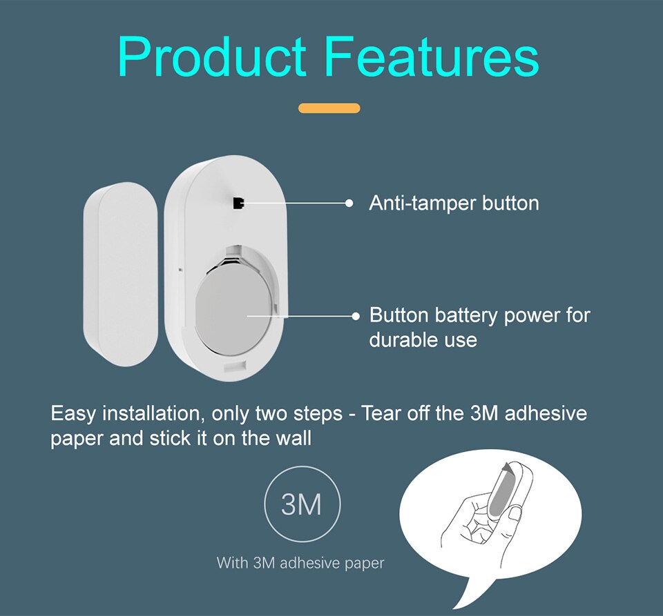 FUERS Mini Door Sensor Home Security Wireless Window/Door Open Alarm Magnetic Sensor Work With G95 G34 WIFI GSM Alarm System