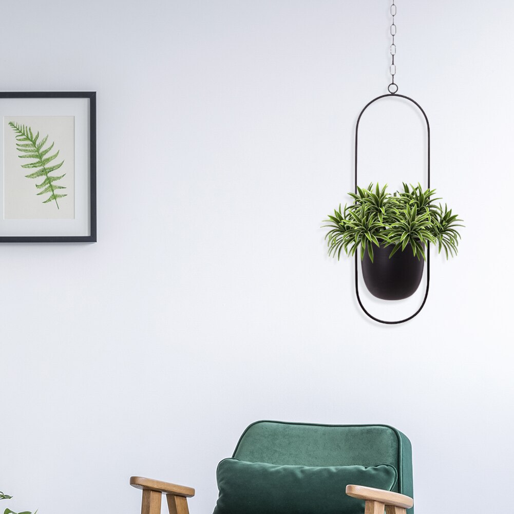Nordic Style Hanging Metal Iron Plant Flower Pots Garden Balcony Succulent Chain Hanger Swinging Flower Basket Decorative Holder