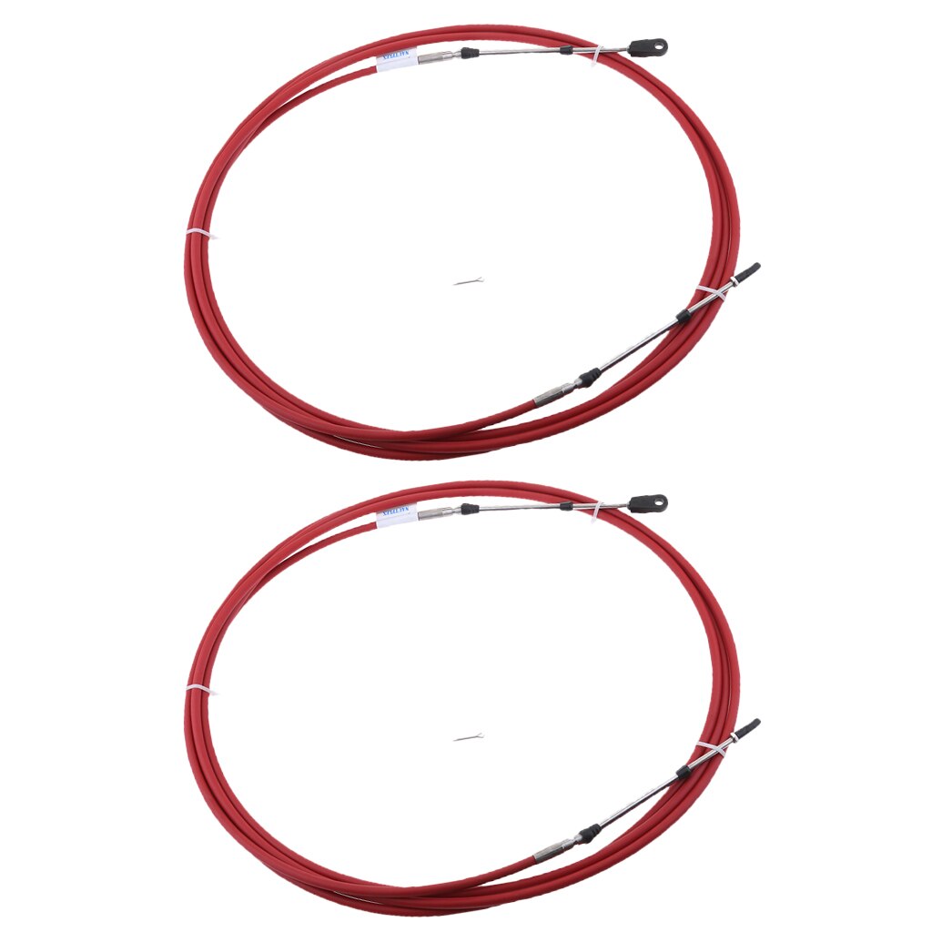 2x Red Throttle Shift Cable, Remote Control 8 Ft/2.4 Meter Replacement for Yamaha Outboards Marine Boat Engine Control Lever