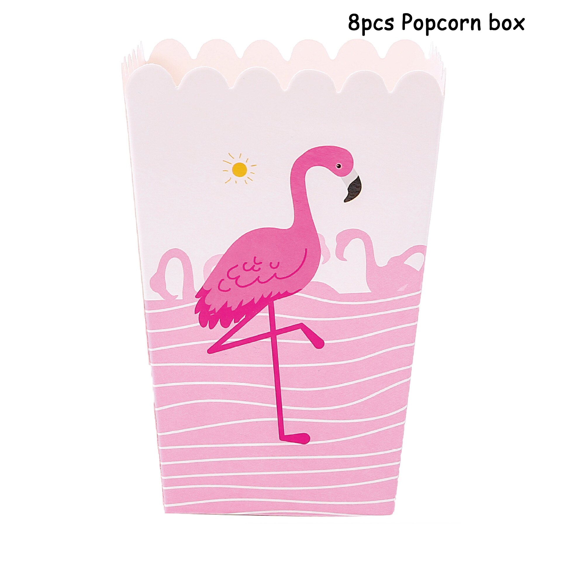 Suministros de de cumpleaños, vajilla desechable de flamenco, rosa, plato, tazas o manteles, Baby Shower, decoración para de boda: 8pcs popcorn box