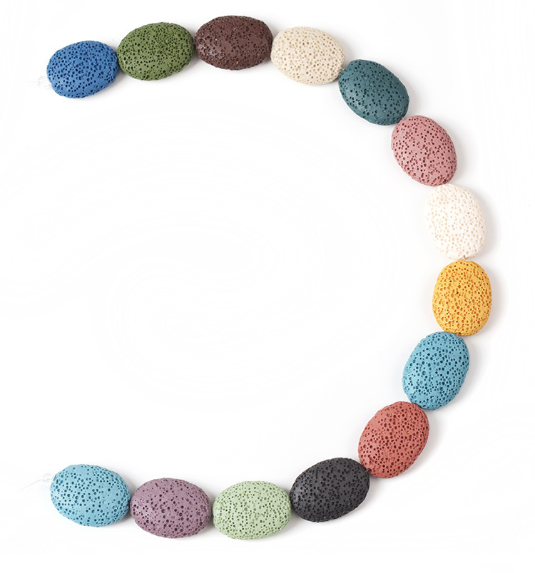 Colorful Oval Natural Lava Beads Shape Volcanic Rock Loose Spacer Beads Jewelry Earrings Necklace Making DIY 19X26/24X32mm: Gold / 2mm
