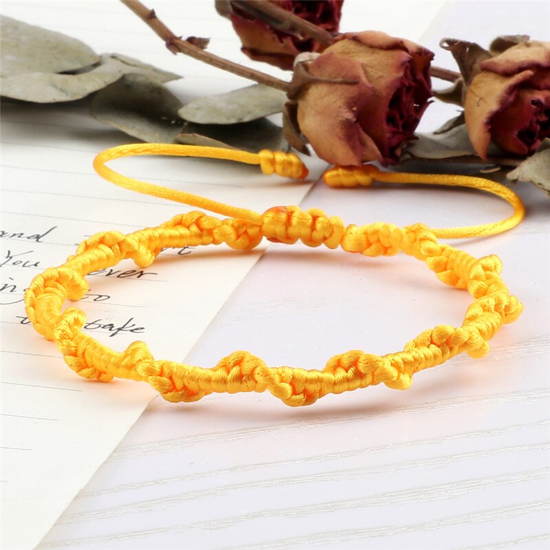 Pulsera sencilla de la amistad para hombre y mujer, brazalete de cuerda trenzada hecha a mano, con nudo rojo de la suerte, para parejas