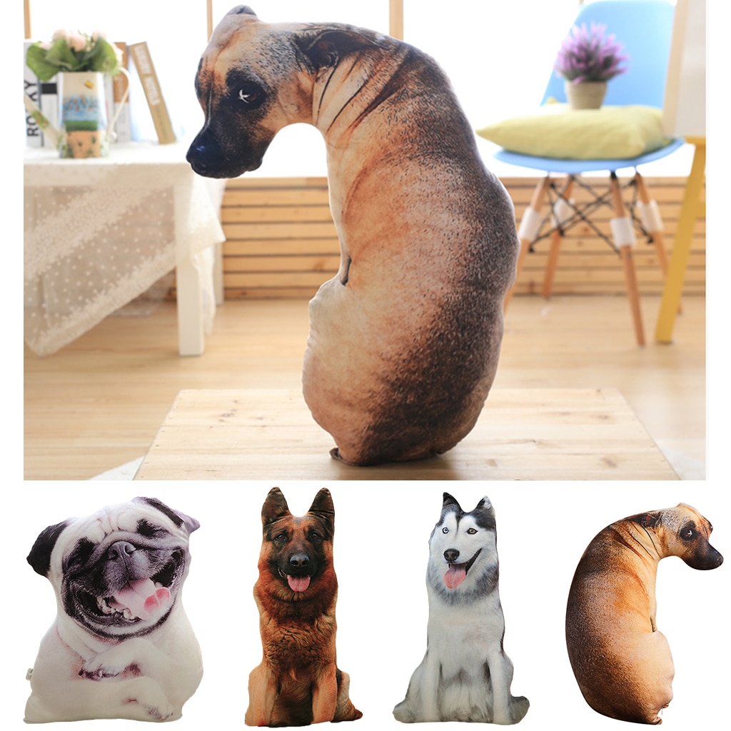 3D Simulatie Puppy Vorm Kussen Sierkussen Met Pp Katoen Innerlijke Home Decor Sofa Speelgoed Zachte Pluche Korte Hond Pop afneembare