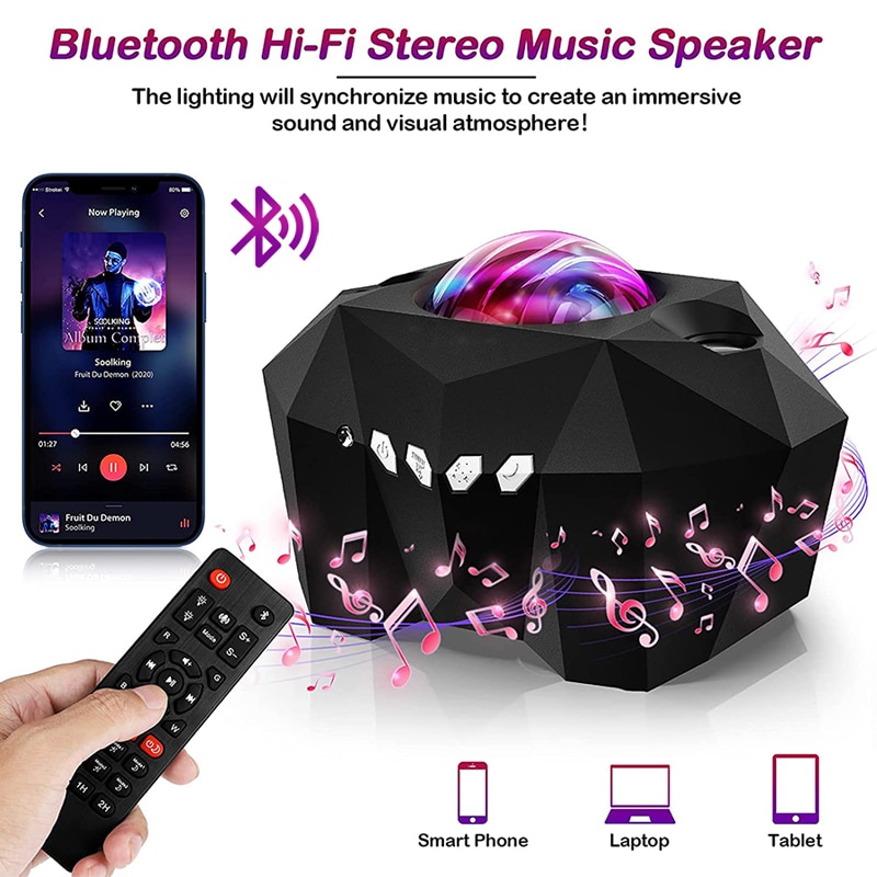 Aurora Lights Star Projector Galaxy Projector with Remote Control Sky Night Light for Kids Adults Bluetooth Music Speaker