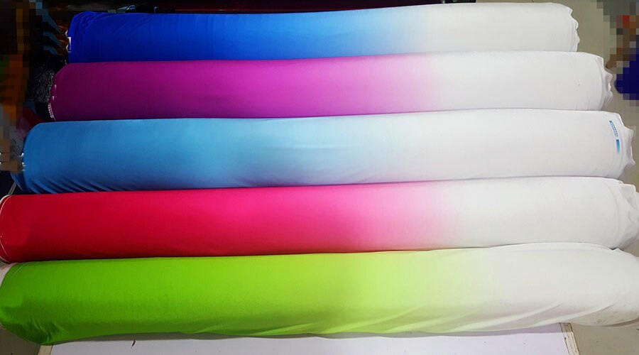 2 tone ombre spandex fabric gradient elastic material for dancerwear leotard Latin Clothing Lycra Stretch Fabric by Yard