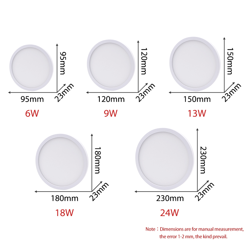 Høj lysstyrke led cirkulært panellys 6w 9w 13w 18w 24w overflademonteret led loftslampe  ac 85-265v lampada led lampe