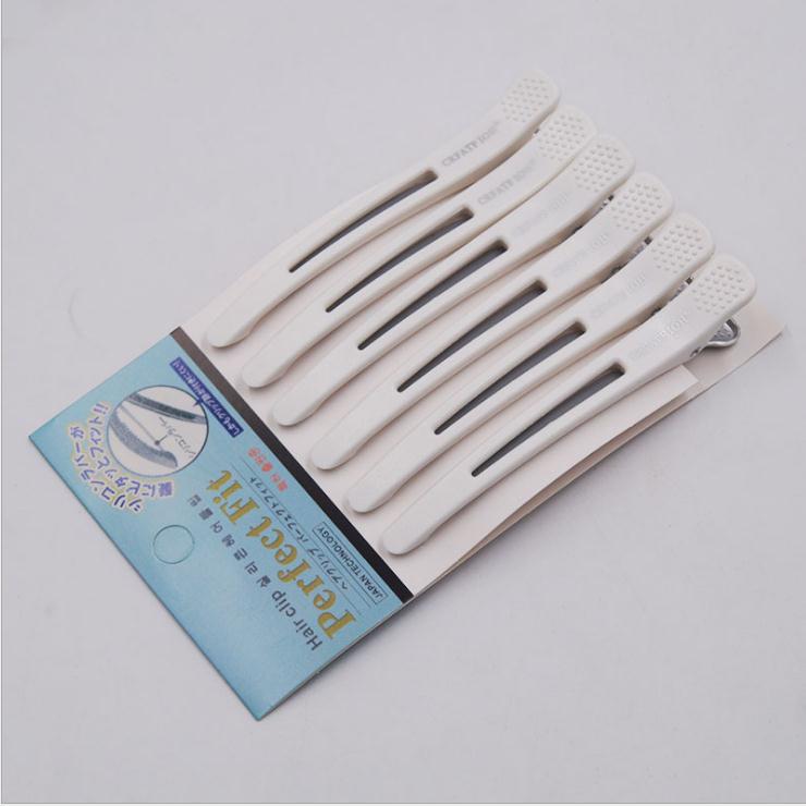 Pinzas para el pelo con forma de boca de pato, accesorio para peluquería, corte de pelo, para el hogar, color negro, 6 unids/set por juego: White