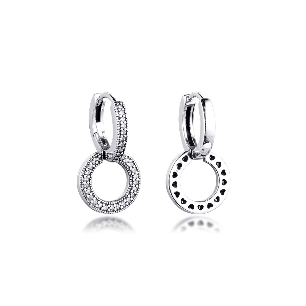 Ckk øreringe mousserende dobbelt øreringe sterling sølv smykker 100%  til kvinder brincos kolczyki pendientes accesorios mujer