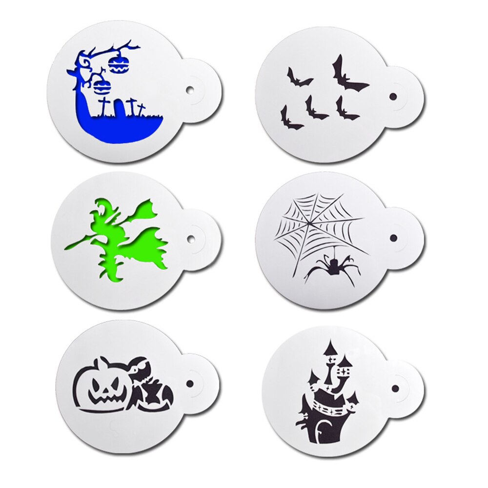 6 stk kaffe latte art form fancy cappuccino kake kake sjablong mal halloween dekor barista duster kunst bank skum verktøy