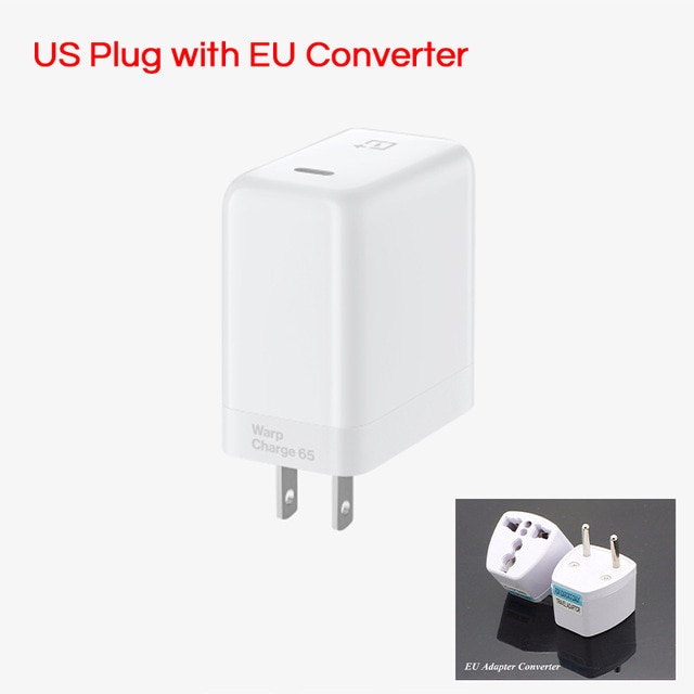 Original Oneplus Warp Charge 65 EU US UK Plug 65w Warp Charger Adapter Oneplus 8T 8 Pro 7t 7 6t Fast Charging Usbc To Usbc Cable: eu charger