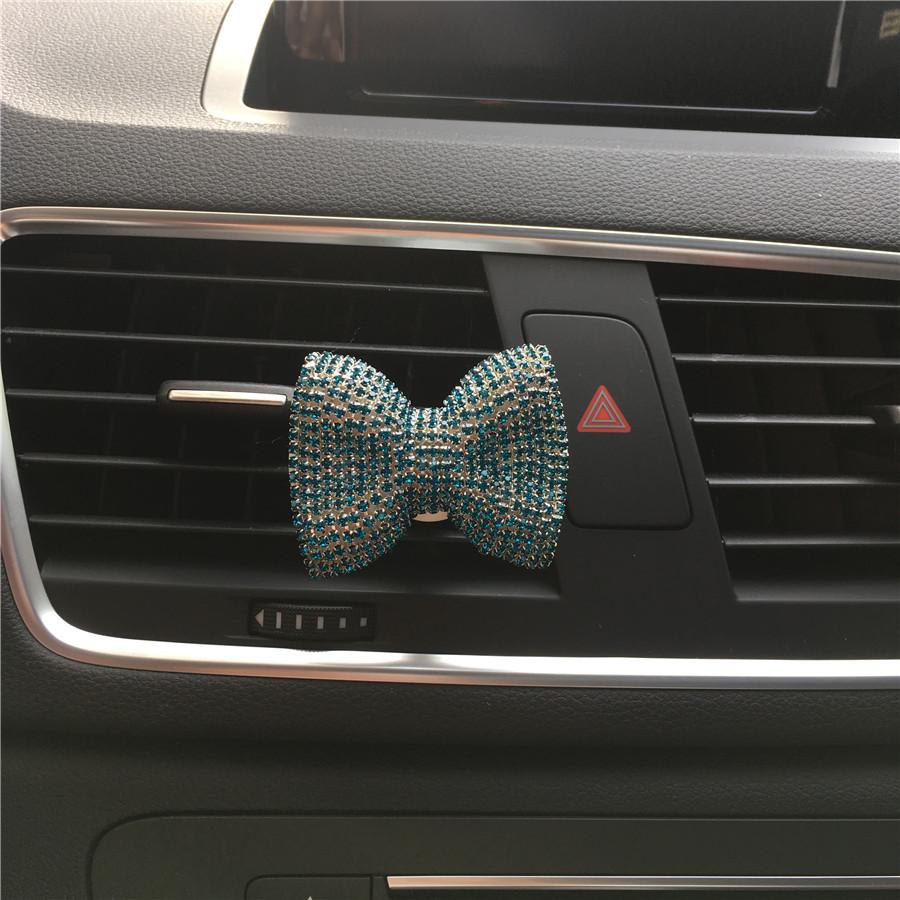 Fargerik sløyfe damer bil parfyme klips ornamenter utsøkt bil styling klimaanlegg parfyme sløyfe formet bil luftfrisker: D
