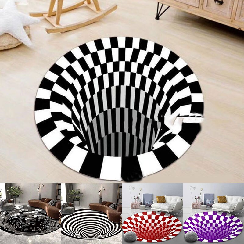 Accueil chambre tapis de sol 3D stéréo Vision tapis anti-dérapant rond tapis de sol pour salon ménage Decoratiion approvisionnement
