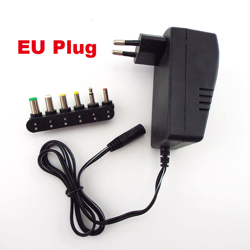 Universal 30W Portable Charger AC to DC Adaptor Adjustable Power Supply Set 6 Tips Connector Plugs for Laptop Notebook: EU