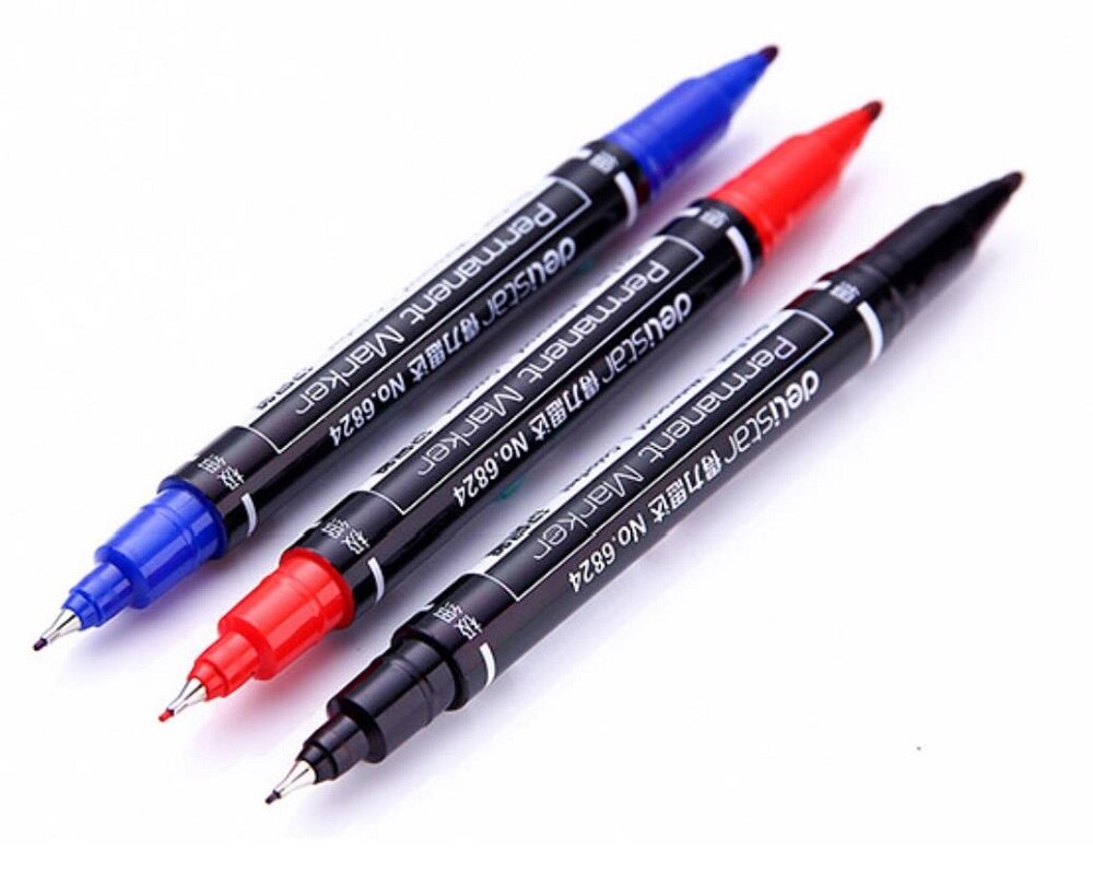 0.5/1mm Dual Double Tip Waterproof Pens Fast Dry Permanent Marker Environmental Ink two side smooth writing logistics