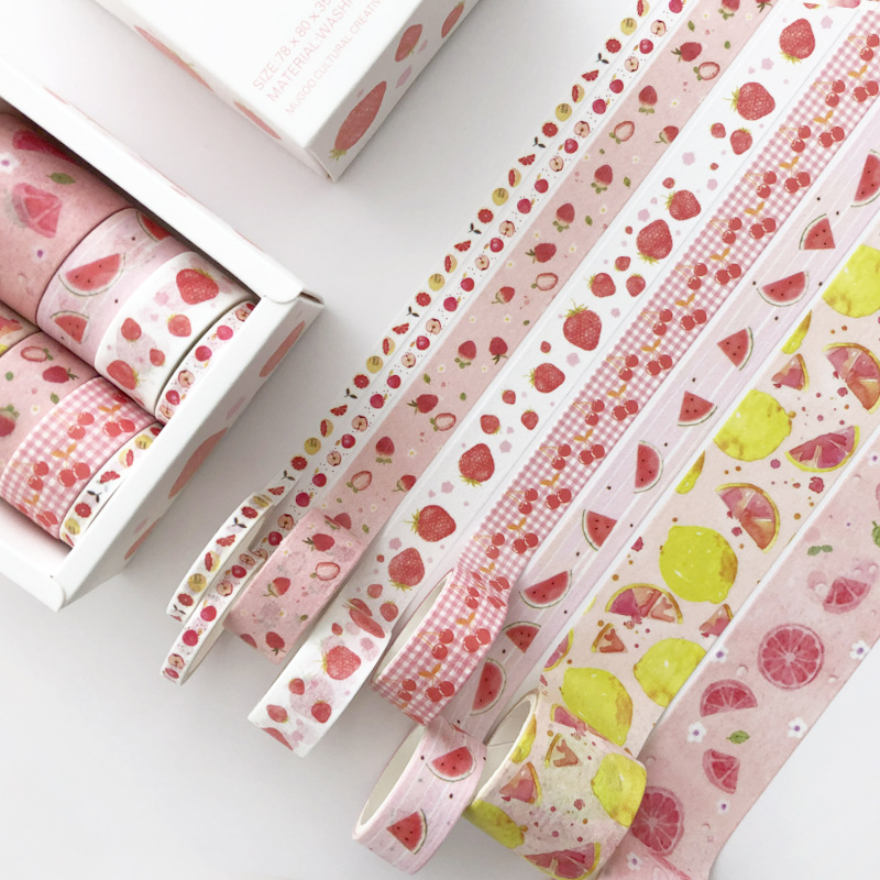 8 Stks/pak Aardbei Tijd Washi Tape Set Plakband Diy Scrapbooking Sticker Label Masking
