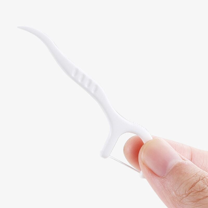 50 unids/caja desechables superfino de hilo Dental con forma de arco diente limpio palillo de dientes higiene Oral herramienta con Estuche portátil