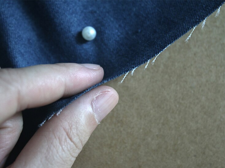 Pearl denim 150cm bredde håndlavet beaded denim blå klud gør-det-selv 3d stereo stof  cg086