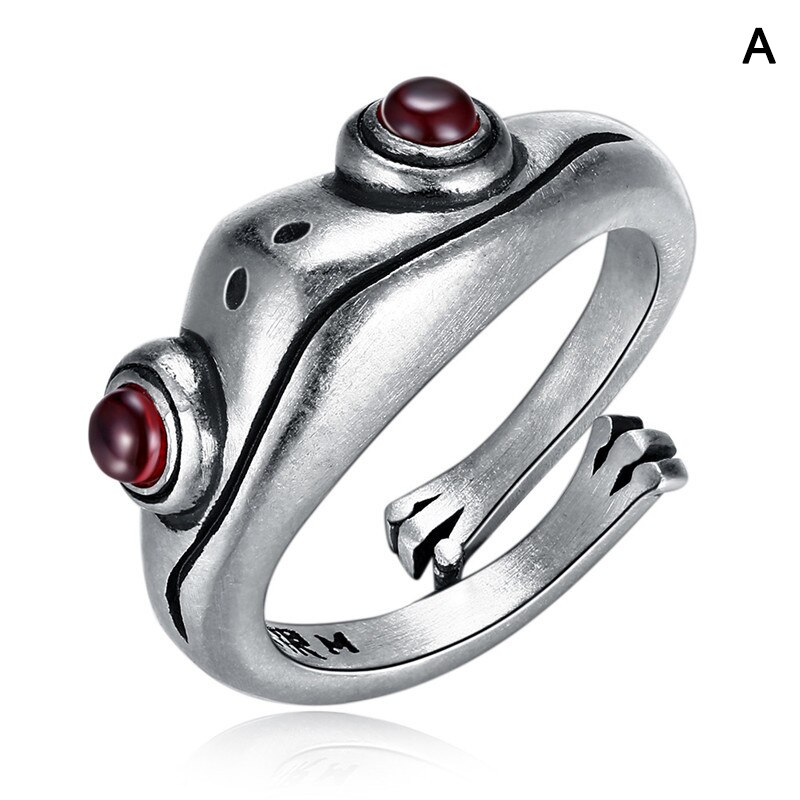 Frosch Ring retro Persönlichkeit Ebene unisex verrotten Granat Frosch Offene Einstellbare Ringe Edlen Schmuck TT @ 88: a