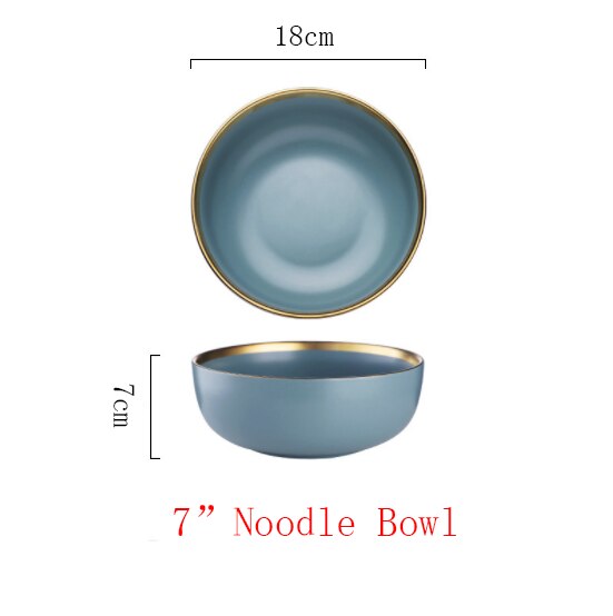 Pink/blå keramik guld indlæg tallerken sæt bøf mad tallerken nordisk stil komplet bordservice skål fad porcelæn spisestel sæt: L