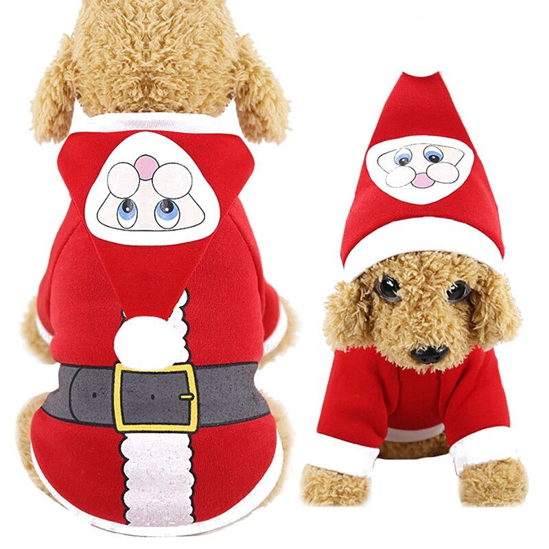 Ropa de perro de Navidad con sombrero de Navidad x-mas disfraces de perro de tema festivo chaquetas de perro Material de algodón suave: 1 / XL