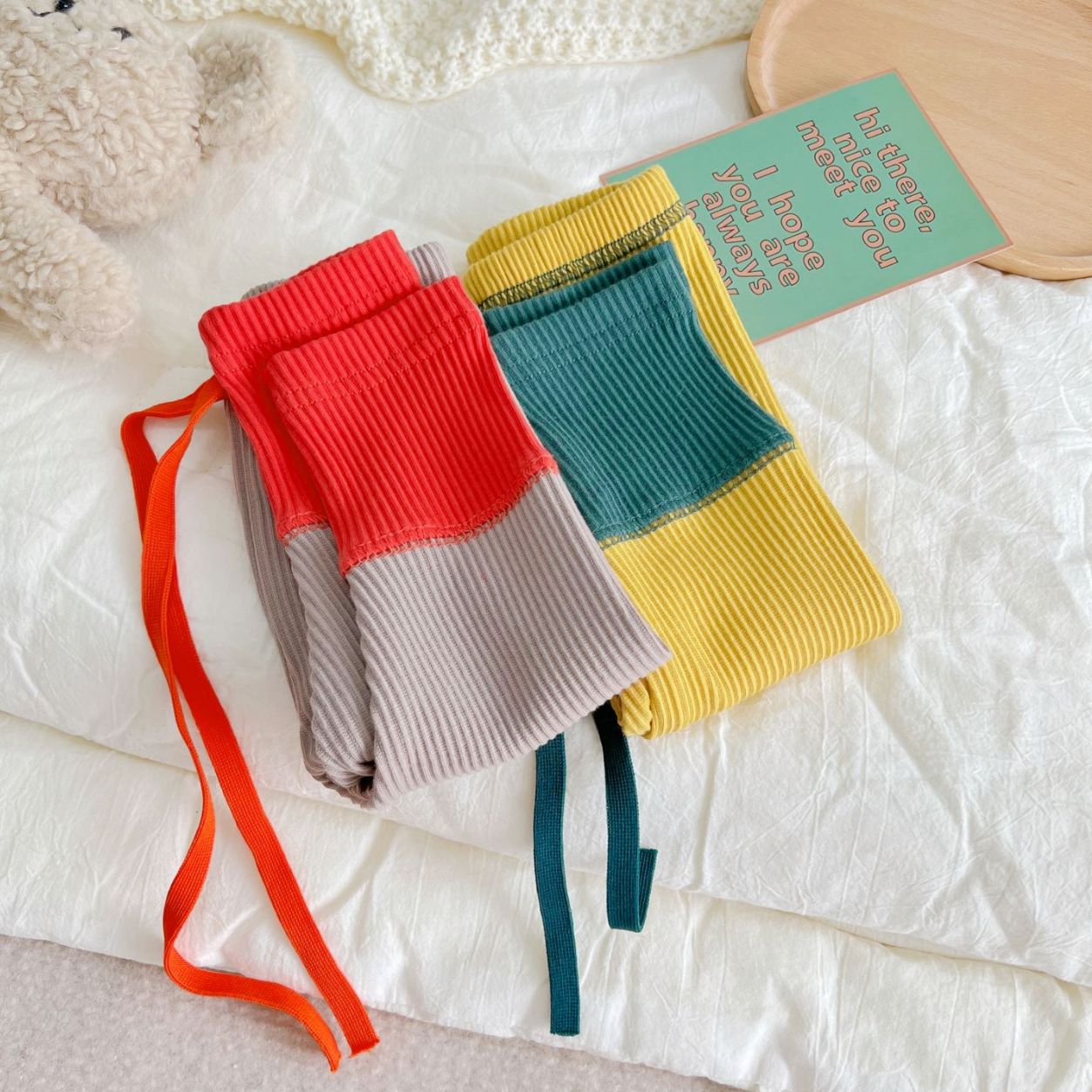 Spring New Baby Leggings Patchwork Color Kids Pants Boys Girls Cotton Ribbed Pants Casual Infant Trousers Children Harem Pants