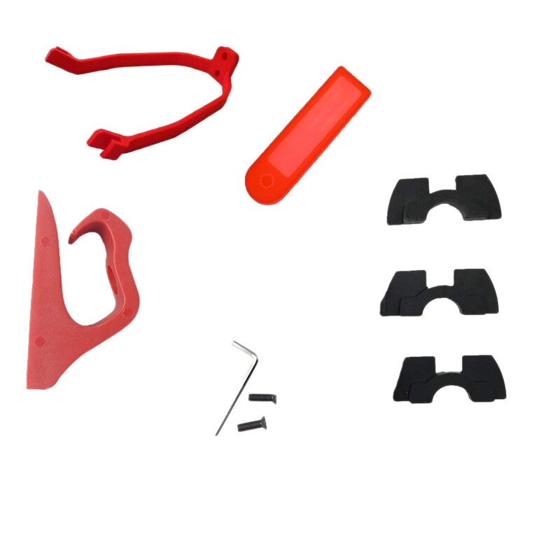 Accesorios para patinete Xiaomi M365/M187/Pro, juego de combinación, gancho especial, amortiguador, medidor de amortiguación, funda de silicona: red   black
