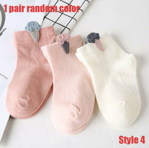 Une paire pudcoco printemps enfants chaussettes tout-petits filles 3D dessin animé cheville longueurs doux coton bébé chaussettes enfants 1-3 ans: 1pair Random 4